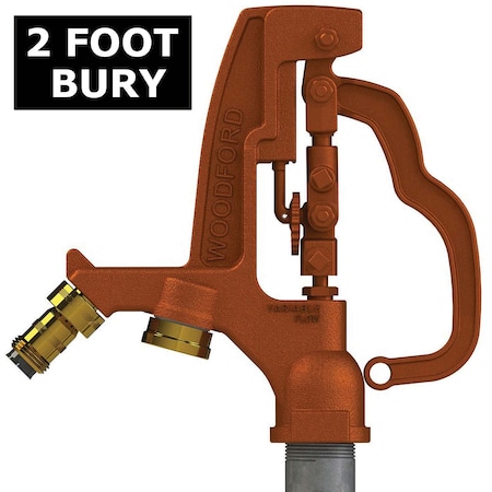 Woodford Mfg 1" x 3/4" NPT x MPT 1-1/4" Galvanized Steel Pipe x 2' Bury Y2 Auto Dra, Backflow Prot. Yard Hydrant Y2-2